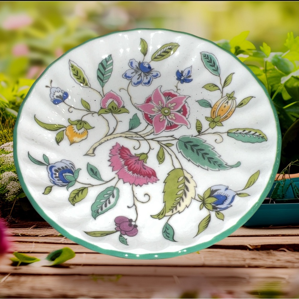 VINTAGE MINTON HADDON HALL Bone China Round Small Trinket / Jewelry Dish